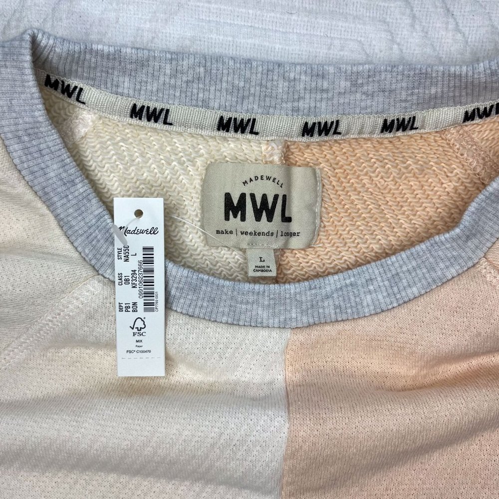 BRAND NEW | Madewell | MWL Airyterry Colorblock Crop Sweatshirt - Picture 5 of 8